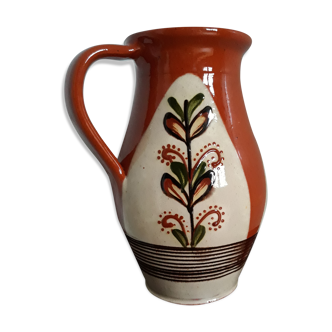 Pitcher vase signed Sitar glazed ceramic origin Romanian origin
