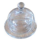 Beurrier en verre transparent,  avec cloche