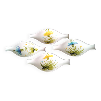 4 Ceramic Cups 60s Hand Decor