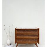 Vintage rattan chest of drawers