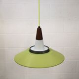 Opal glass and green aluminium shade vintage lamp by Voss Belysning - Denmark