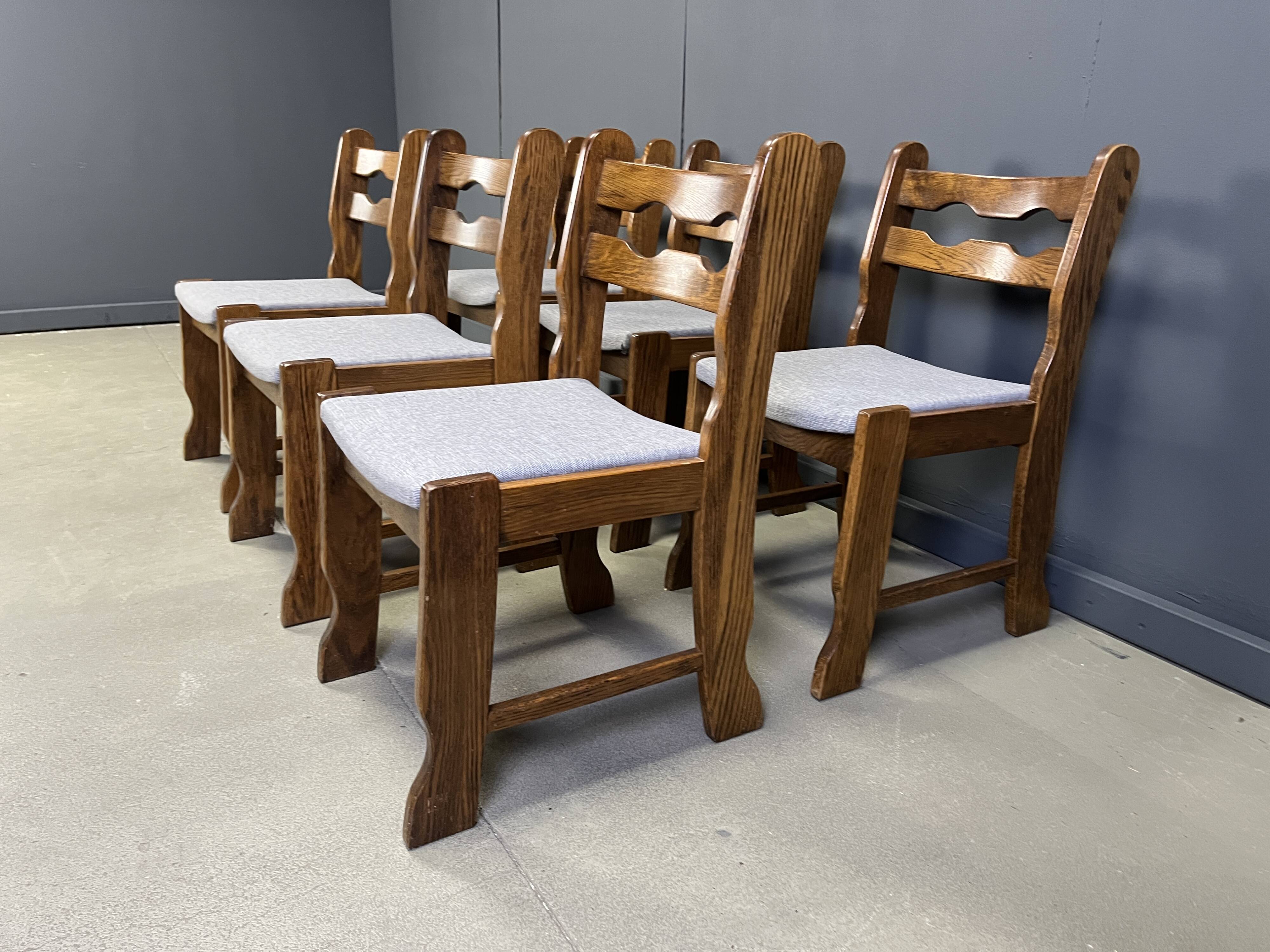 Vintage brutlaist dining chairs, set of 6 - 1960s