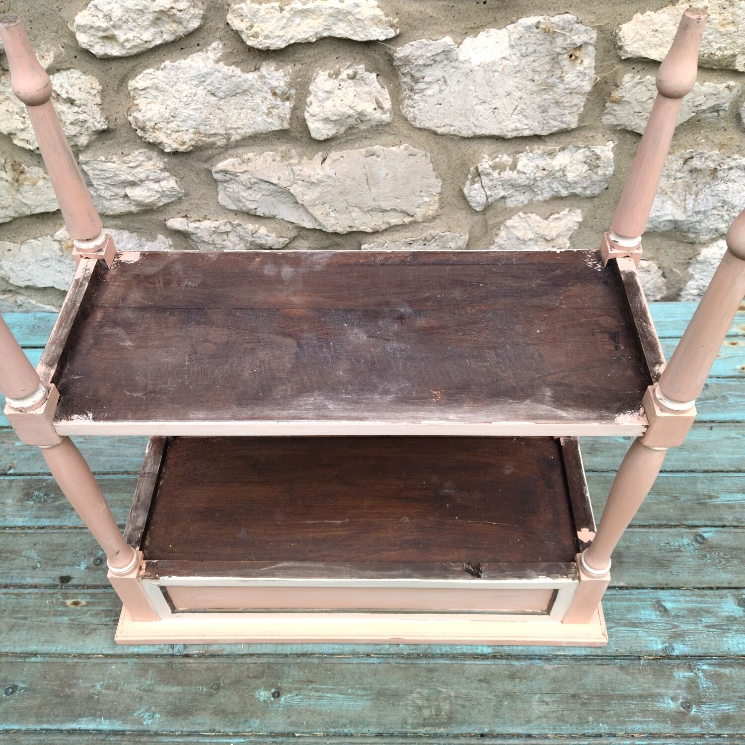 Jardinière ancienne porte plantes bois laiton zinc