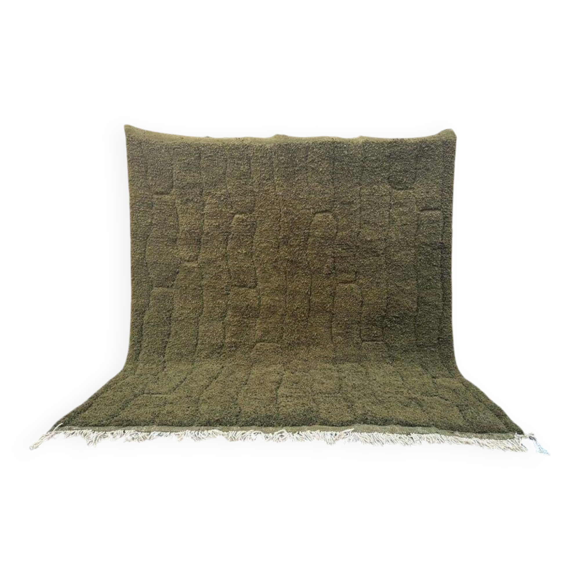 Handmade traditional pure wool rug in green, size 150 x 250 cm.