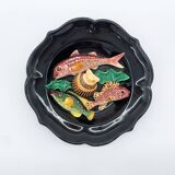 Barbotine plate with marine pattern, 1970