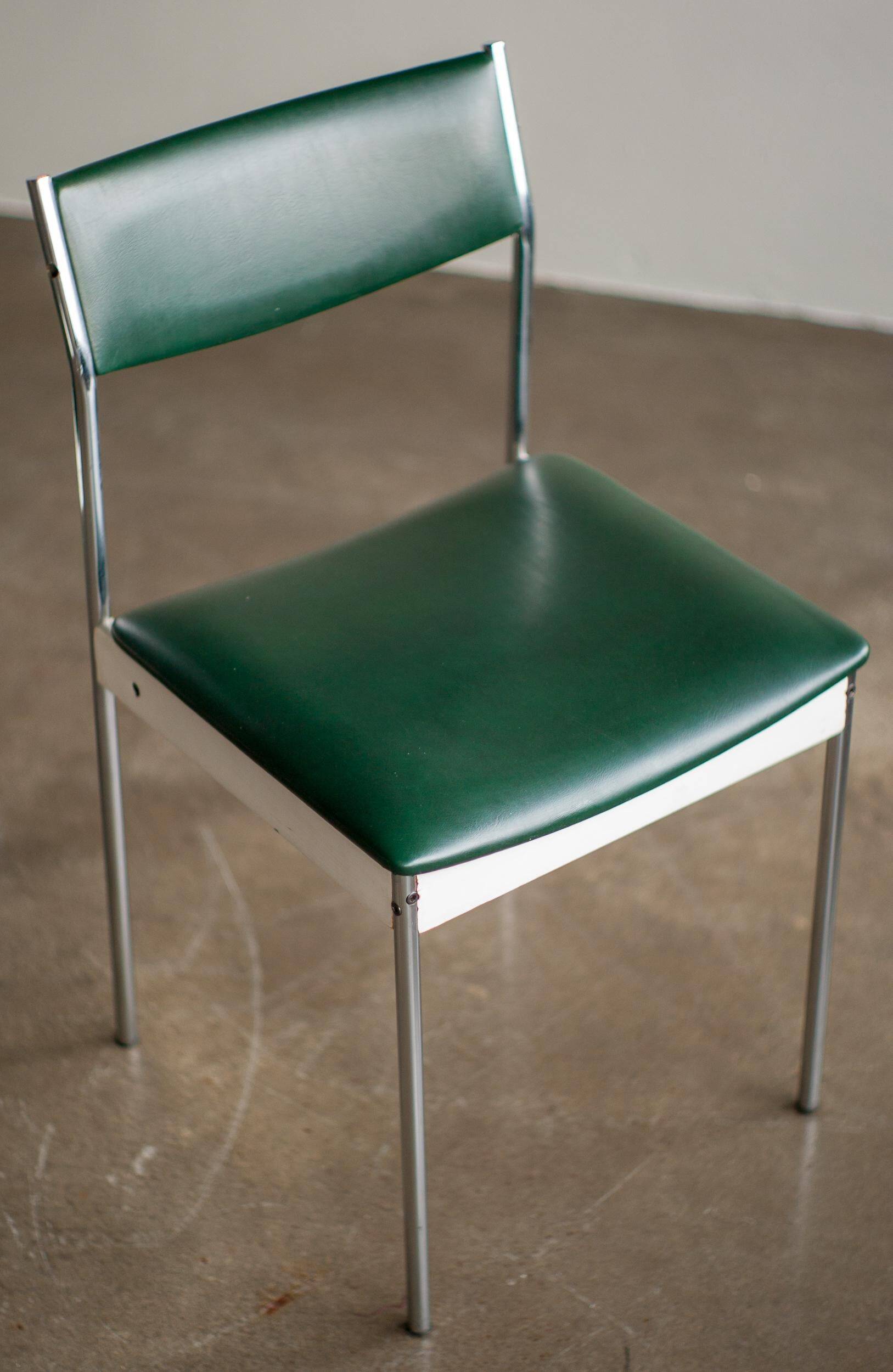 Minimalist set of four Dutch mid-century dining chairs, c. 1960.