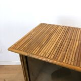 Vintage French Bamboo Display Cabinet, 1960s