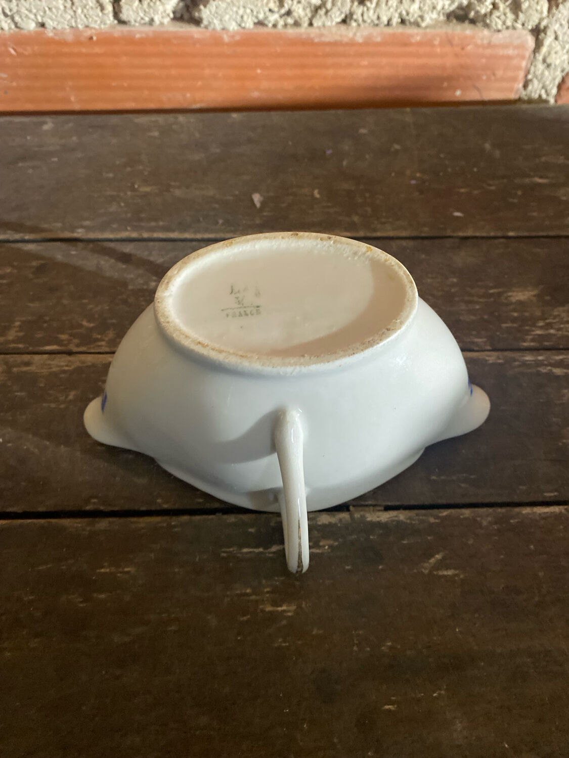 Double Sauce Boat Antique Gras & Maigre White Porcelain #D906