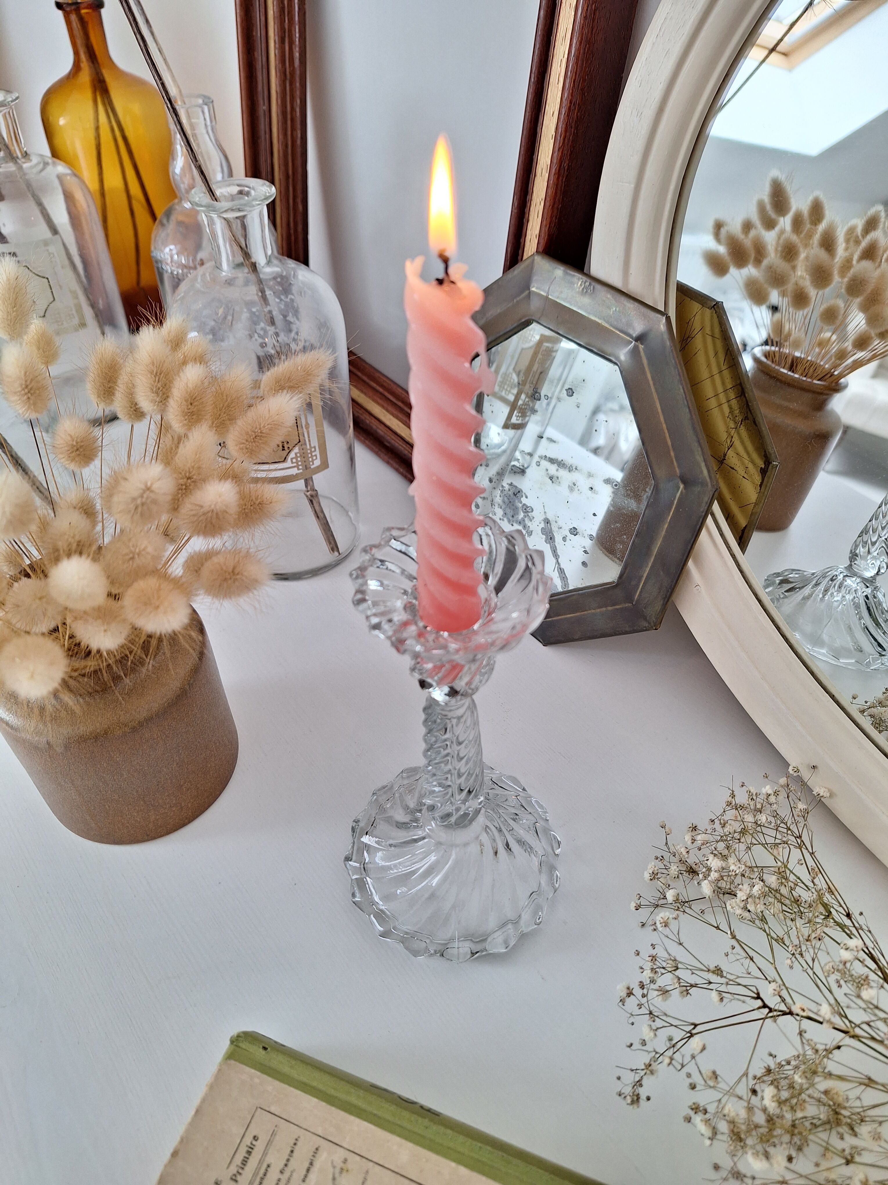 Vintage glass candle holder