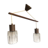 Suspension style boomerang scandinave bois et cristal design années 60
