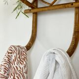 1960s rattan wall hook shelf