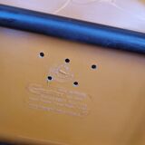 Set of 4 vintage Grosfillex school chairs, 60s-70s, orange plastic and tubular base