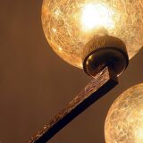 Angelo Brotto gold-plated brass chandelier with 6 globes, Italy 1960s