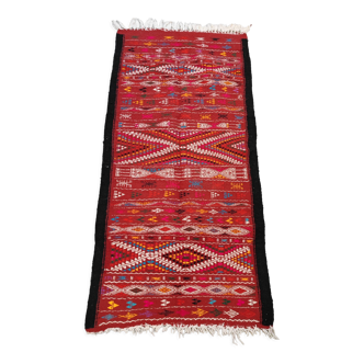 Tapis à motifs berbères multicolores tissés mains en laine naturelle