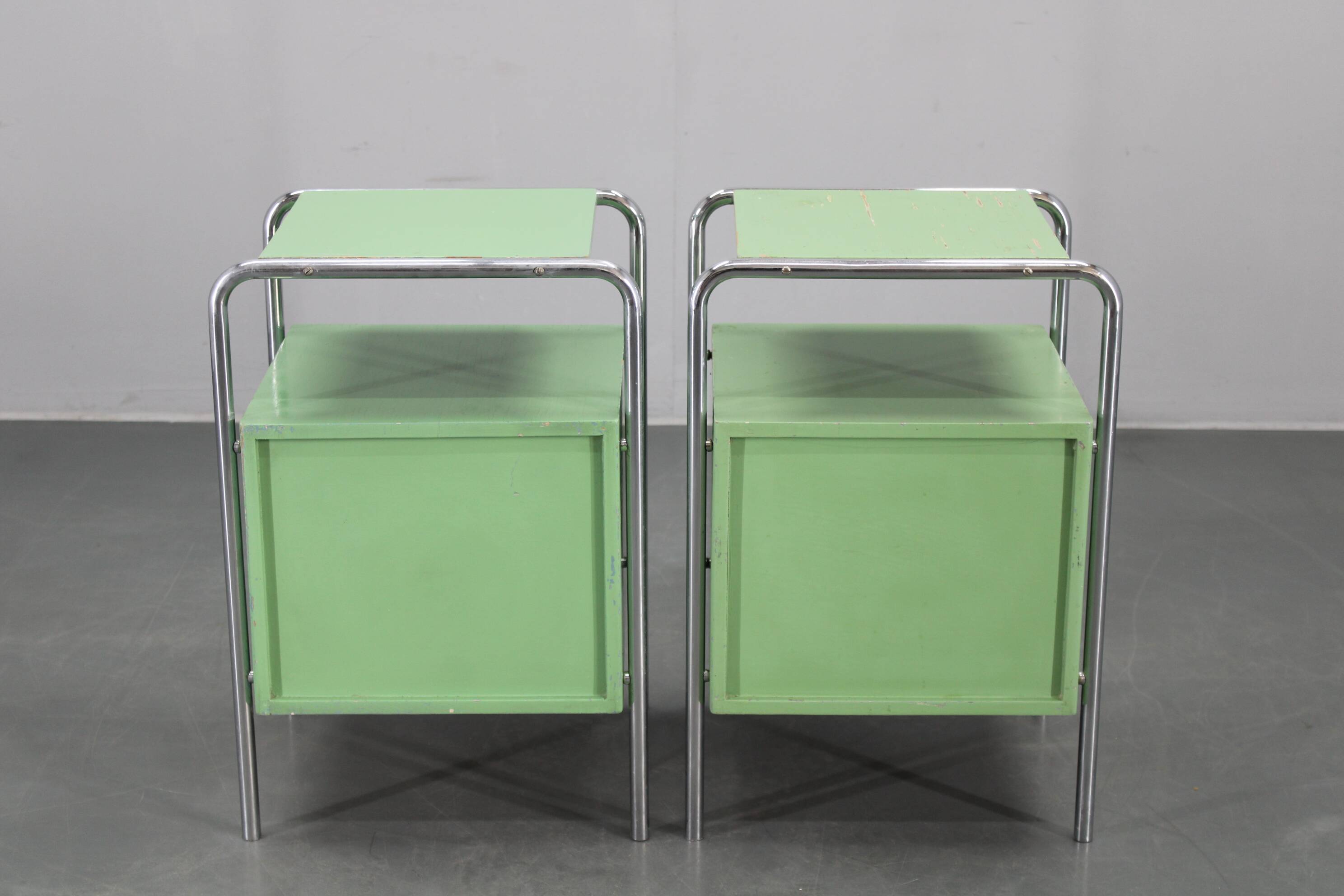 Pair of Bauhaus bedside tables, 1930, Czechoslovakia
