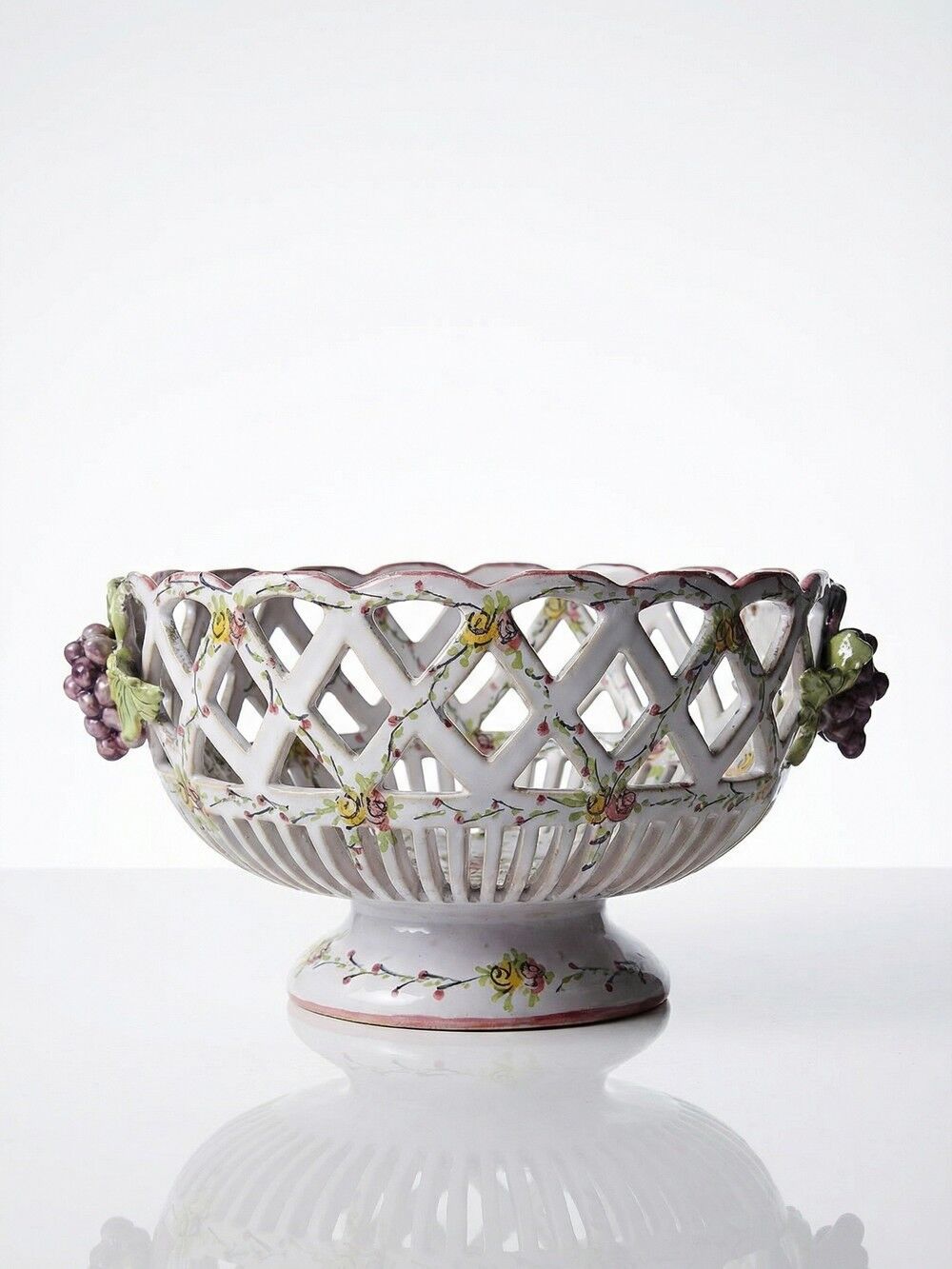 Openwork bowl in painted earthenware, Émile Tessier Le Croisic, 30-50's accidents