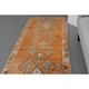 Vintage Turkish hand-knotted wool cotton orange runner rug 83x388