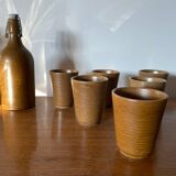 Ancien Service Bouteille +  6 Gobelets Grès DIGOIN France Vintage