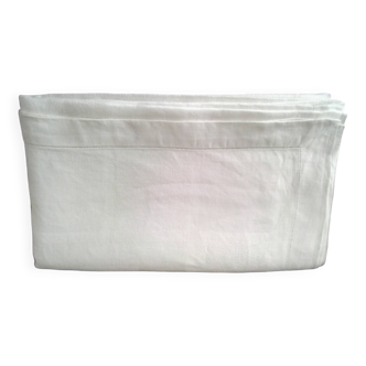 Antique white damask linen tablecloth 1.60 x 1.80 m