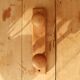 Vintage wall coat rack in pine with 2 hooks.