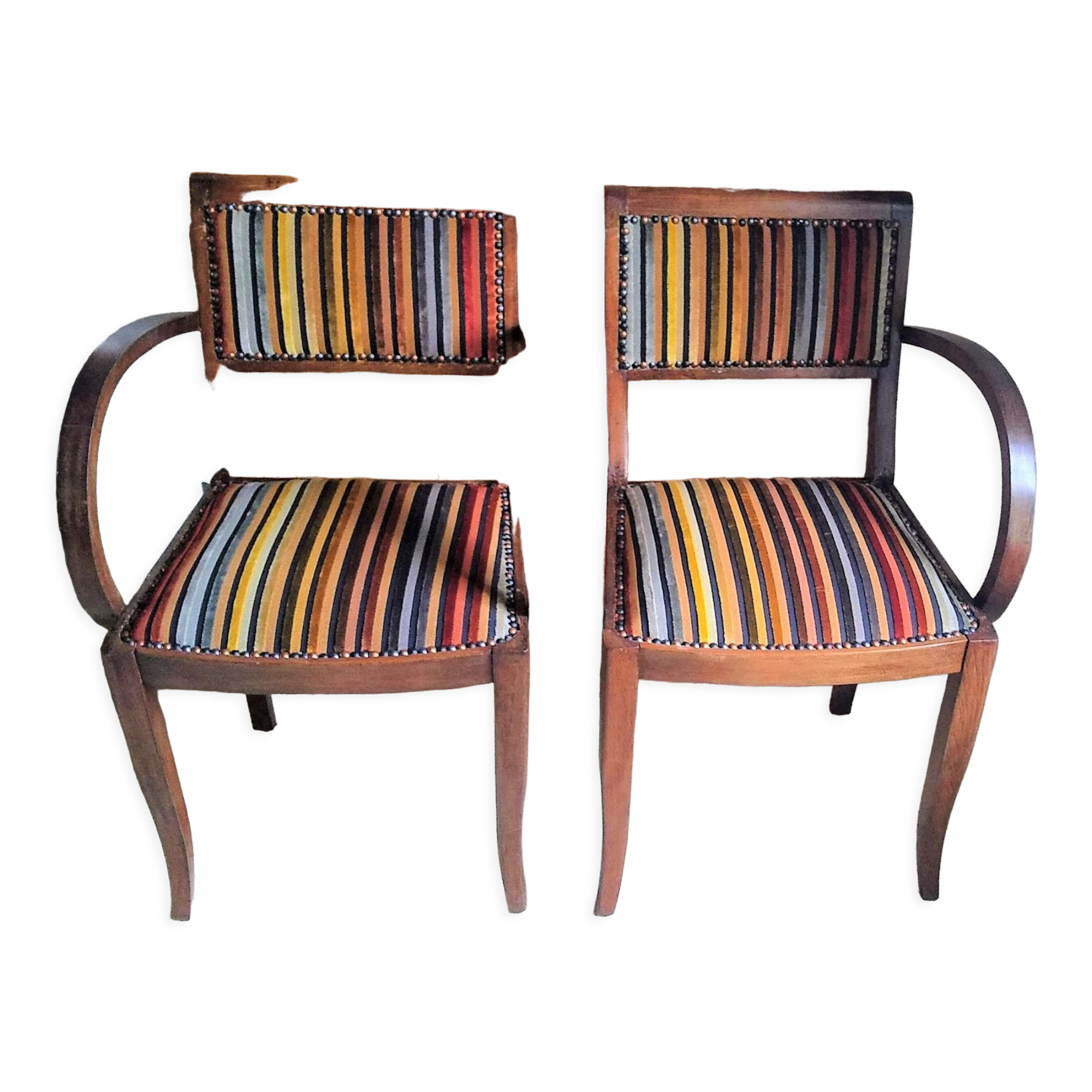 Pair of bridge armchairs from the 50s restyled for English boudoir
