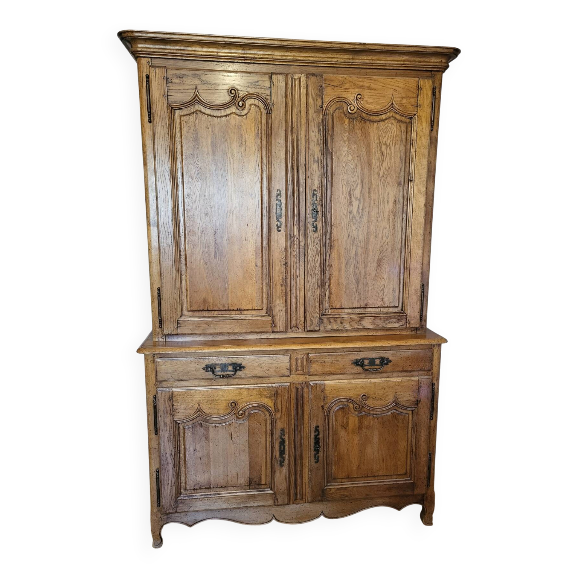Norman buffet with 2 bodies in solid oak, manufactured by Doudard.