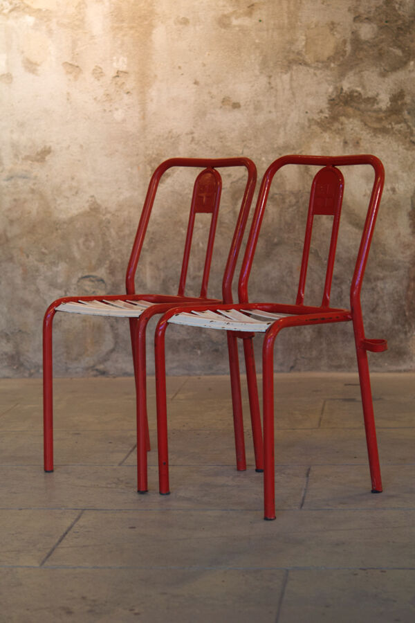 Paire chaises guinguette Tolix T4
