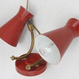 Wall light "diabolo" articulated to two lights in red lase sheet