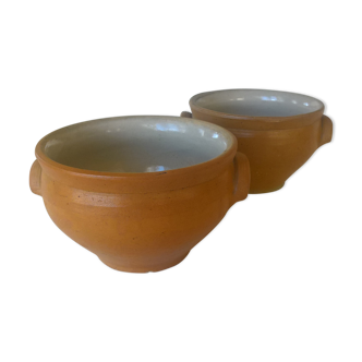 Lot of 2 bowls with sandstone handles size "1"