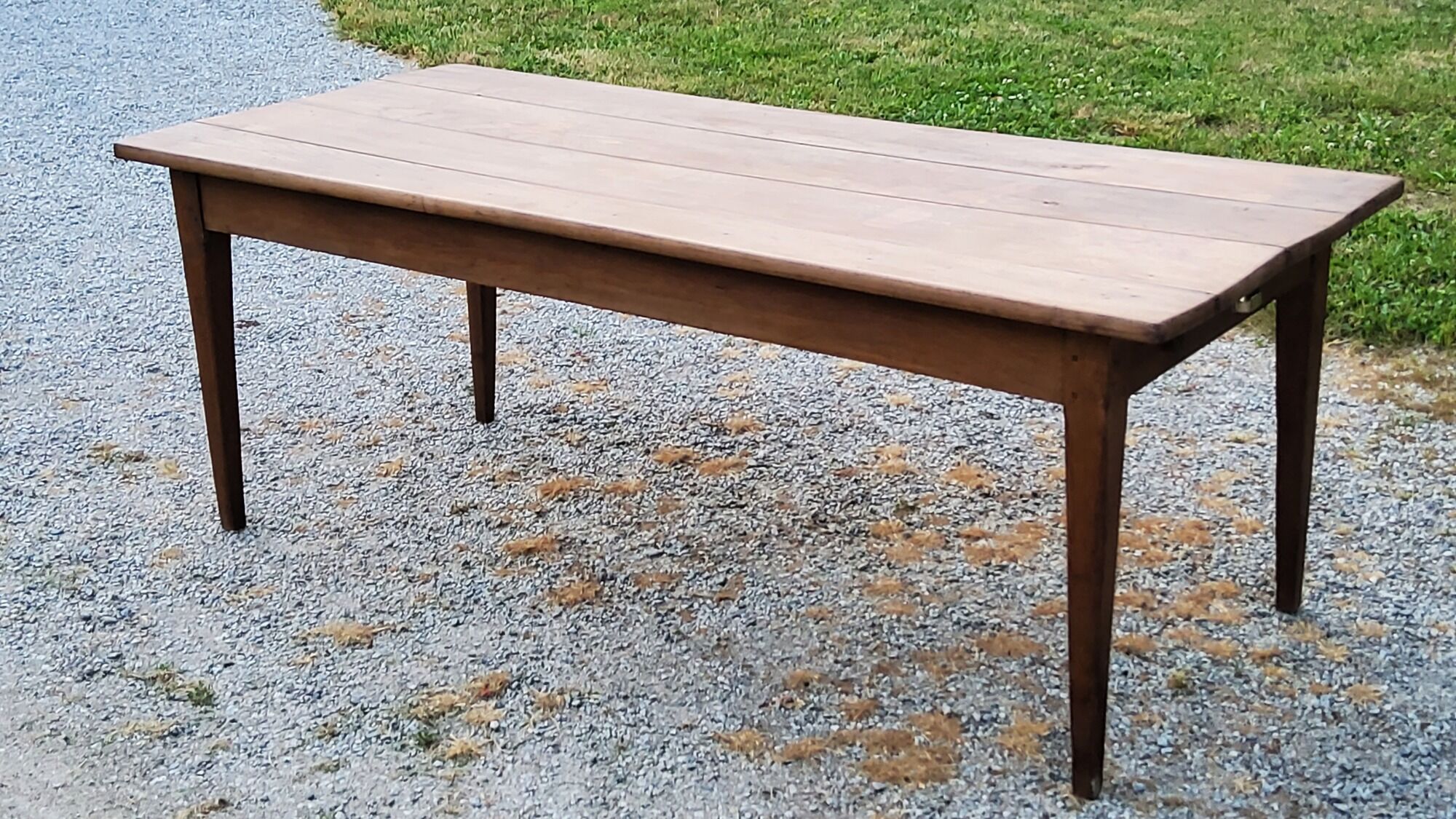 Oak farmhouse table nineteenth century feet spindles 2 drawers 199cm
