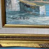 Ancien Tableau Peinture à l’huile Sur Toile - Signé Sarah G 90