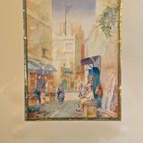 Watercolor old framed XlX, orientalist, signed louis lartigau