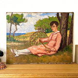 Rest under the pines, oil on canvas signed H. Gaulet