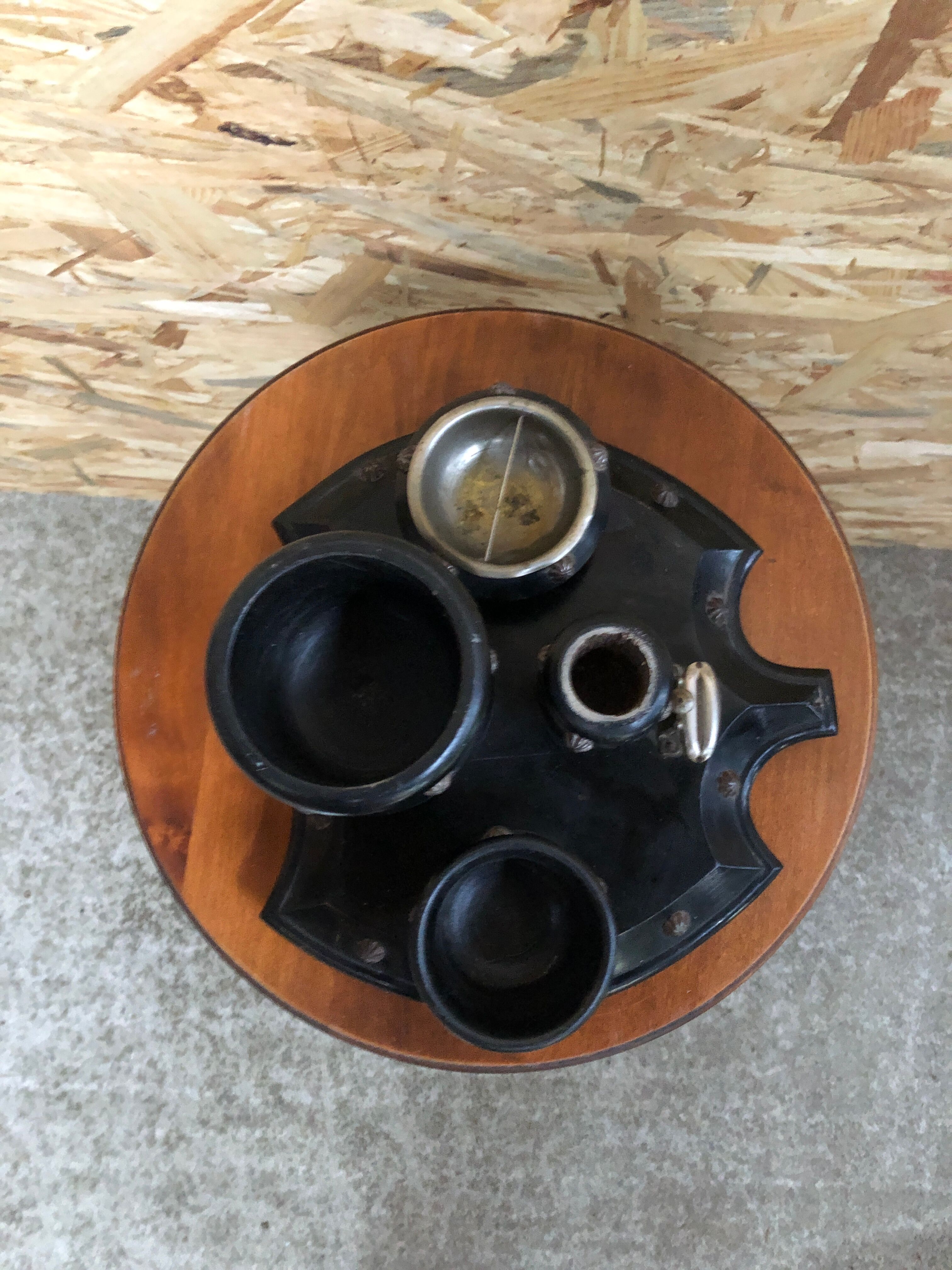 Old napoleon smoking tray 3 wood badge