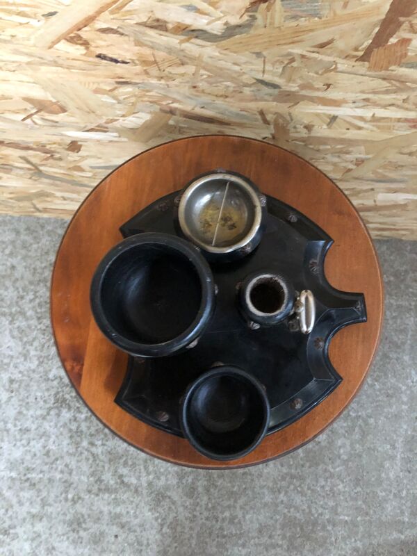 Ancien plateau fumeur napoleon 3 bois ecusson