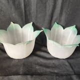 TBE / Vintage 2 Lampshades / pressed molded glass D 4 cm Base