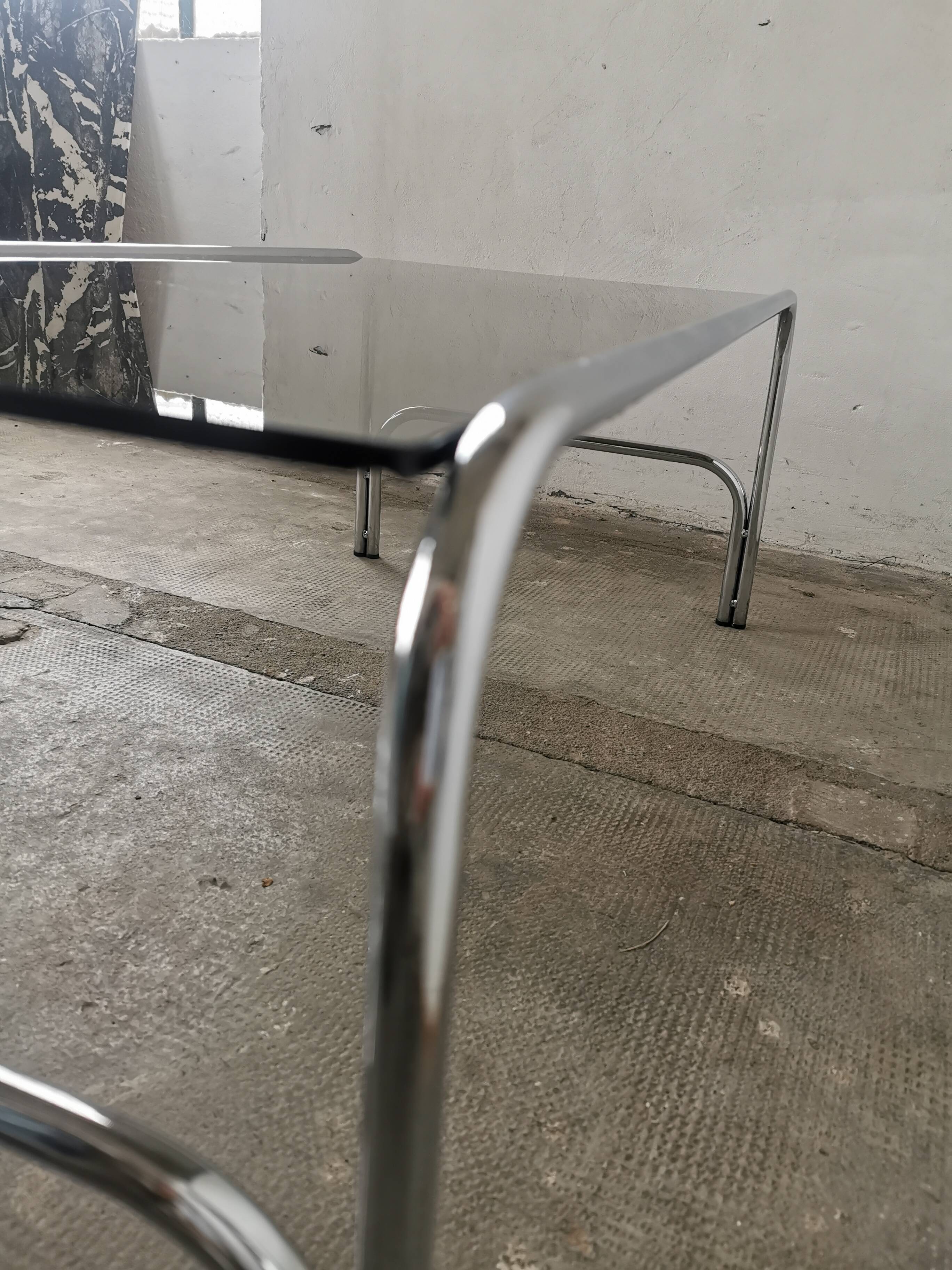 Chrome and smoked glass coffee table