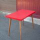 Vintage bistro table, wooden table and red formica feet compass, kitchen, countryside