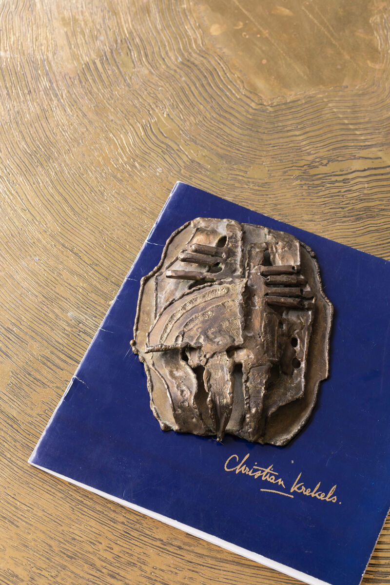 Coffee table in etched brass by Christian Krekels, Belgium, 1990