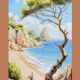 Oil painting of a beach signed. Sea in oil signed. Painting of a beach.