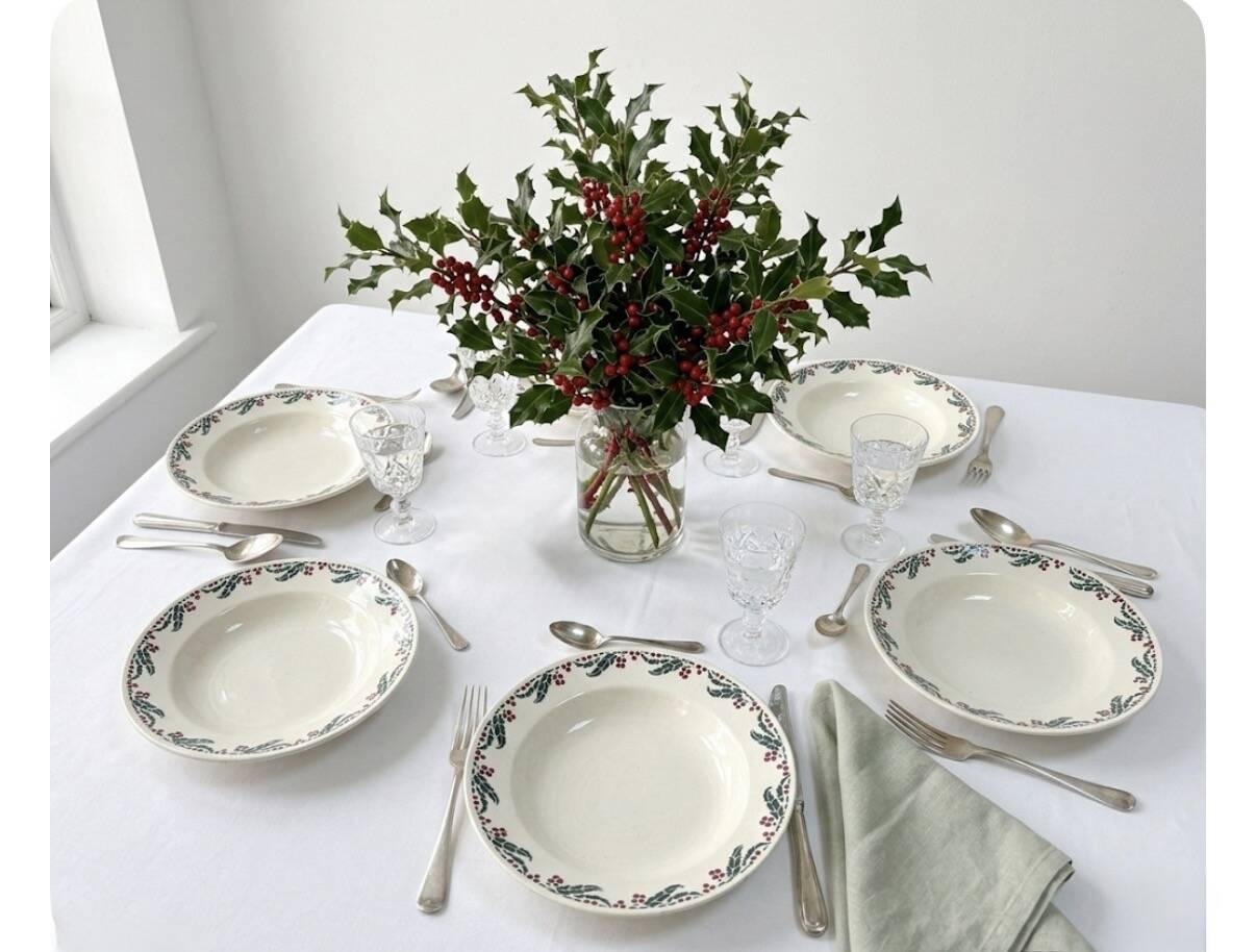 Set of 6 deep plates - Holly Model - HB&M Earthenware - 1900