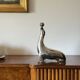 Sculpture de sceau Art déco en laiton argenté, France années 1940