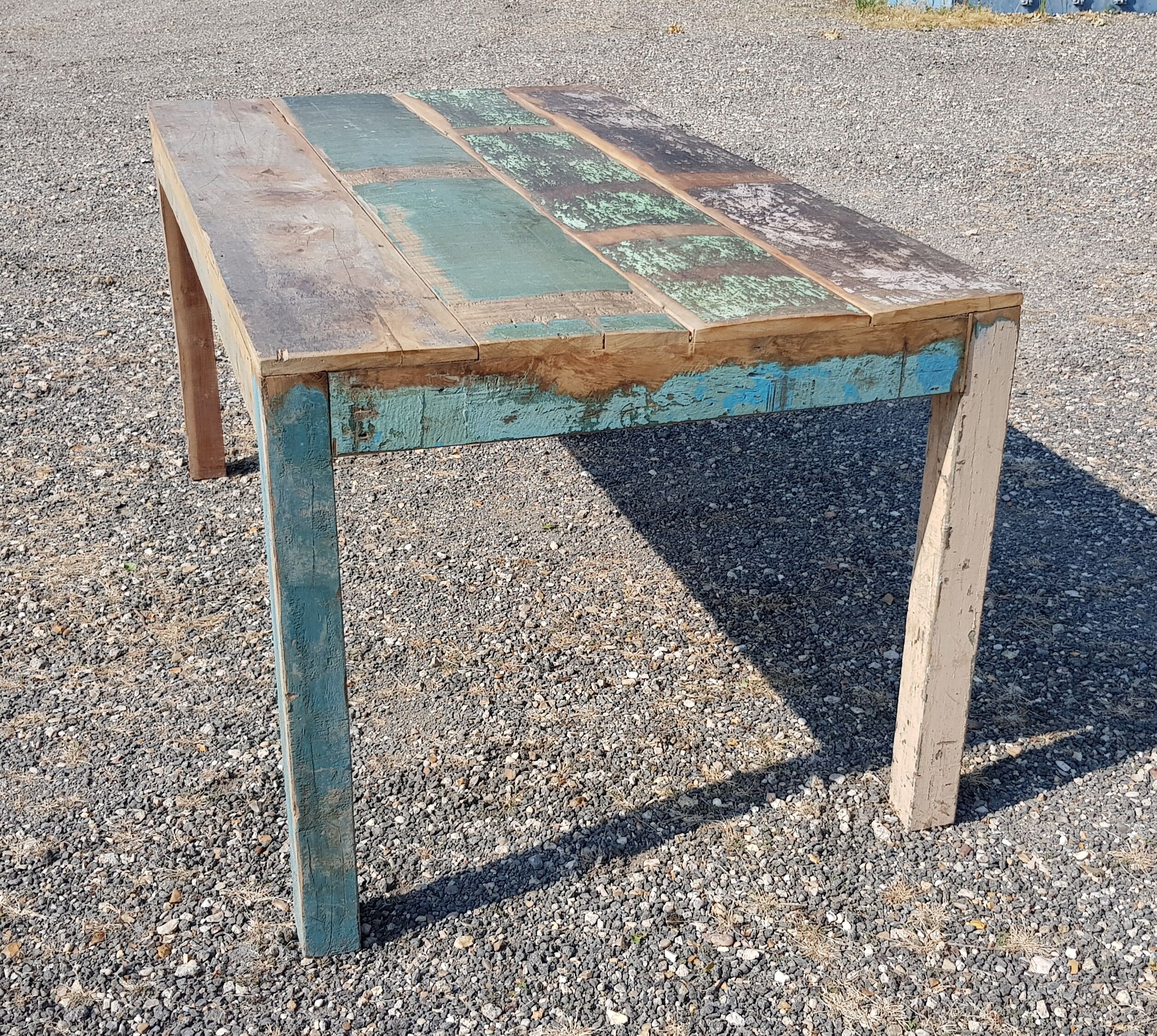 Table à manger rectangulaire en teck polychrome