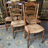 6 light beech mulched chairs