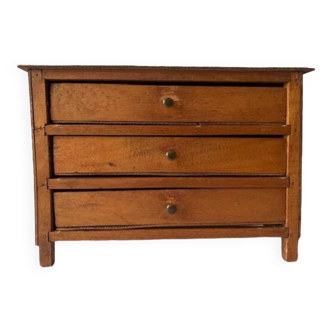 Small old wooden haberdashery chest of drawers, 3 drawers
