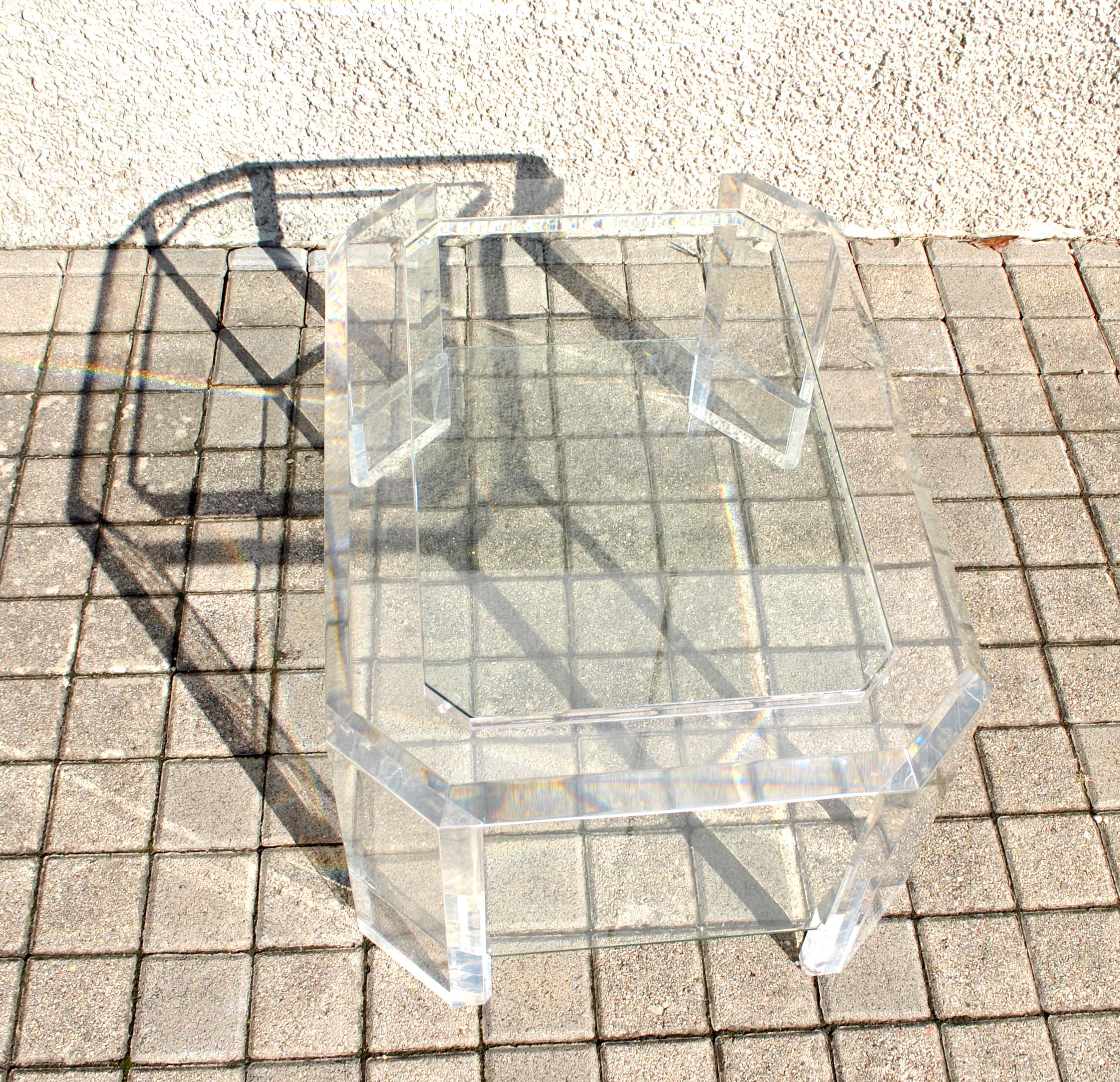 Coffee table DESIGN Modernist glass and transparent plexiglass Lucite DAVID LANGE 75x50