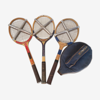 3 raquettes tennis bois 1960/1970