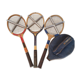3 tennis wooden rackets 1960/1970