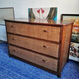 Rattan and bamboo chest of drawers