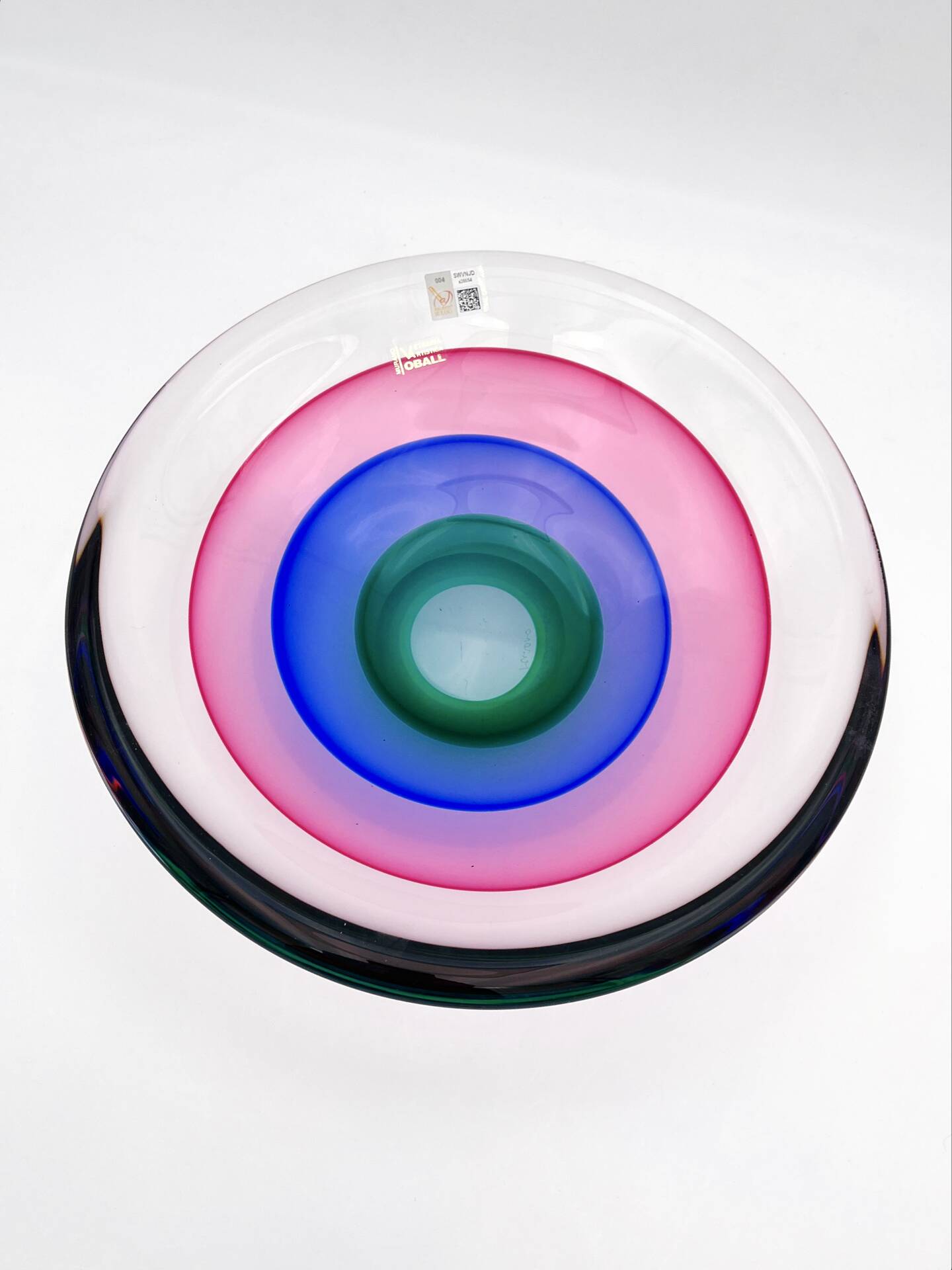 Large Coupe Michele Onesto Oball Sommerso Polychrome 32cm 5.4kg Signed
